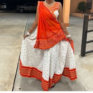 Cottan Chaniya Choli, 7 meter ger, US. Size 8-10 (M-L)